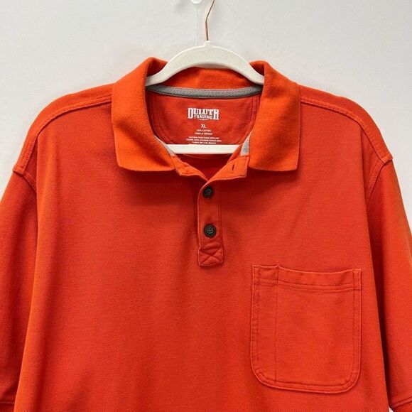 Duluth Trading Co. Polo Shirt Mens XL Orange Short Sleeve Outdoors Pocket Work - Picture 3 of 14